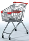 Czerwony sklep spożywczy Druciany wózek sklepowy Metalowe wózki sklepowe 70L Drukowane logo