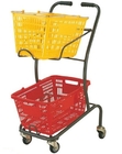 Wózek sklepowy z siatki drucianej Wózek sklepowy w stylu japońskim / podwójny kosz z 4 kółkami obrotowymi
