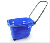 Plastikowe kosze na zakupy z uchwytami, 4-kołowy wózek sklepowy Supermarket