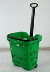 Zielony plastikowy ręczny koszyk na zakupy / trwały koszyk na supermarket
