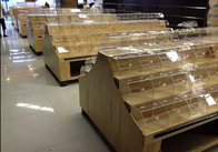 Dwustronne drewniane półki sklepowe / drewniane półki sklepowe z akrylowym pudełkiem