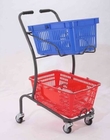 50KGS Wózek na zakupy Wózek w stylu japońskim Ocynkowanie Metal Podwójny kosz Ręcznie popychać